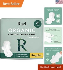 Organic Cotton Cover Pads - Regular Absorbency, Unscented, Ultra Thin Pads wi...