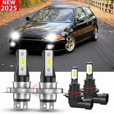 For Honda Civic 1992-2003 Combo Led Headlight H49145 Fog Lights White Kit 4x