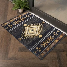 Tribes GC_YLS4001 Black Southwest Area Rug, Ethnic Tribe Southwestern Rectangula