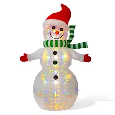 8ft Christmas Inflatable Decorations ICY Snowman Decors with Build-in LEDs Bl...