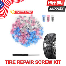 100PCS Tire Repair Screws Kit With Screwdriver 3 Sizes Rubber Plugs Flat Tires