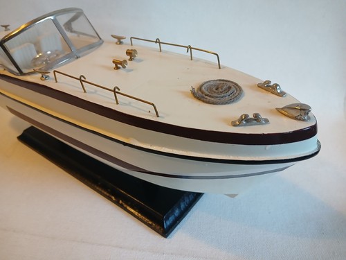 Antiguo modelo tallado en madera barco motor Lake River - Imagen 8 de 8