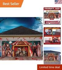 Creepy Clown Garage Door Banner - 7 x 16 ft Halloween Decor for Parties