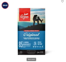 ORIJEN Grain Free High Protein Fresh & Raw Animal Ingredients Dry Dod food 23.5