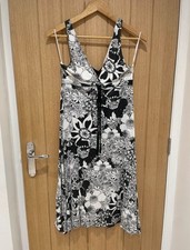 Animal Black And White Flower Print Midi Dress