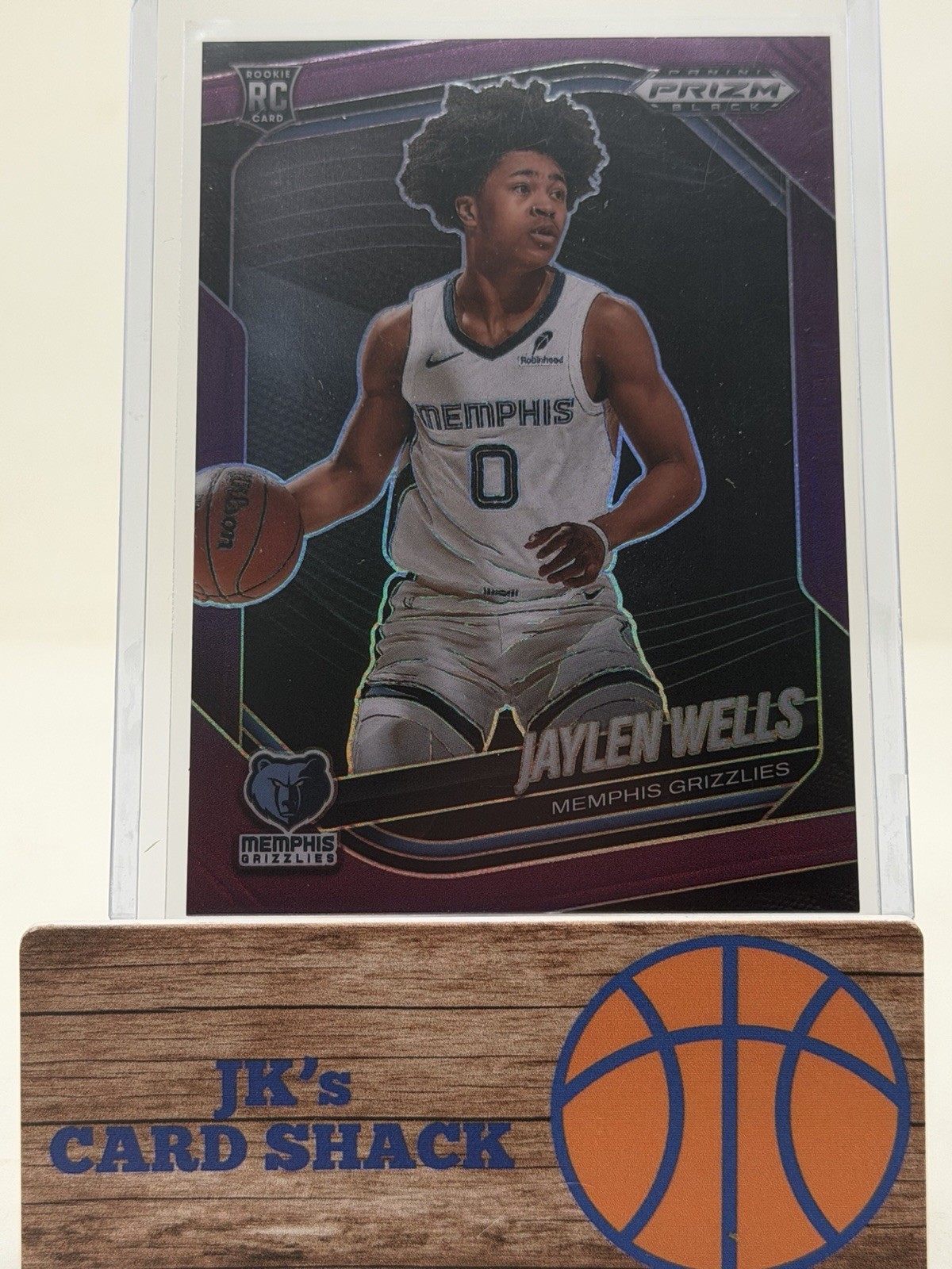 2024-25 Panini Prizm Black Jaylen Wells Purple Prizm RC /99 #34