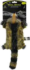 Real Skinz Plush Dog Toy with Squeaker, Raccoon Brown Large