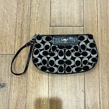 Vintage Coach Black Gray Women  s Signature Logo Wristlet