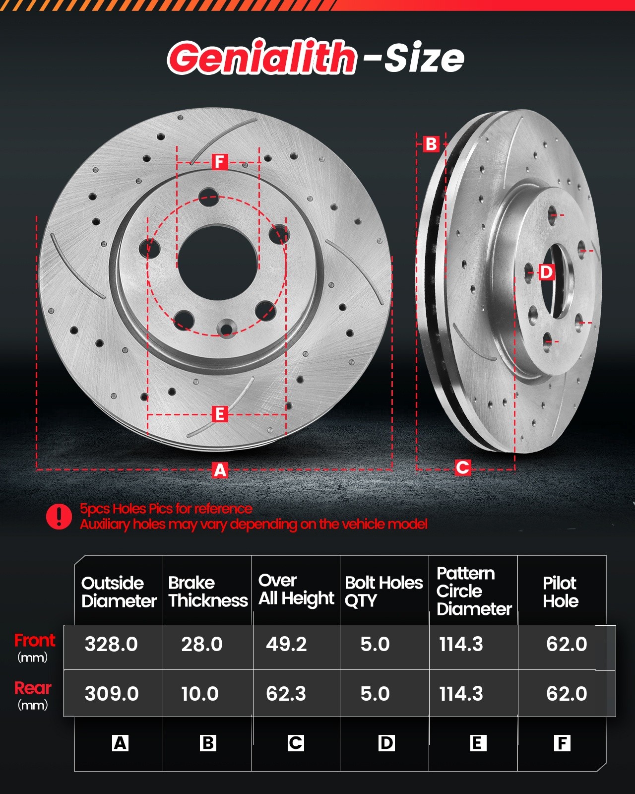 Front Rear Disc Rotors Brake Pads for Toyota Sienna Highlander RX350 RX450h