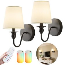 Battery Operated Wall Sconce Set of 2,Rechargeable Wall Sconce 2 Pack Black