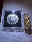 1964 KENNEDY HALF DOLLAR 90% SILVER UNC GEM PLUS 24K GOLD FLAKES