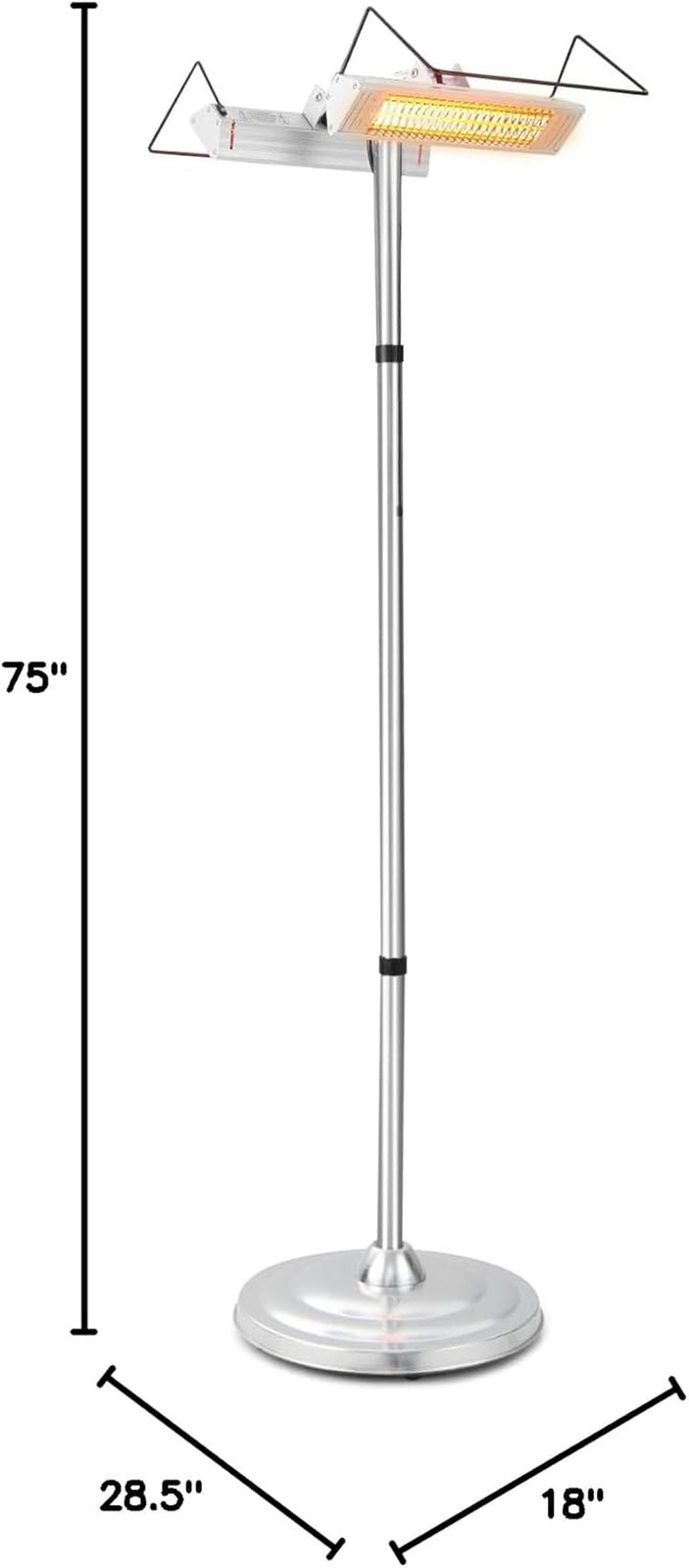 1500W Double-Sided Outdoor Infrared Patio Heater with Safety Features