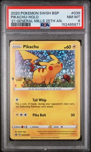Pokemon 2020 SWSH Black Star Promo PSA 8 SWSH039 Pikachu Celebrations 25