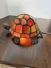 Vintage Tiffany-Style Stained-Glass Turtle Accent Lamp Night Light