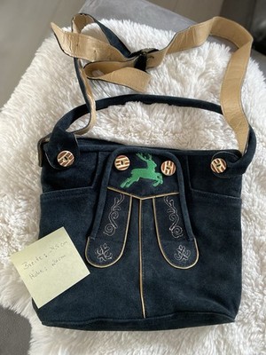 Schicke Lederhosen-Tasche Echtes Leder, Blau, Neu