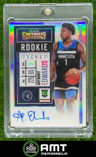 2020-21 Panini Contenders Optic #105 Anthony Edwards RC Ticket Auto Timberwolves