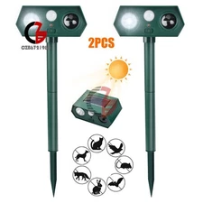 2X Ultrasonic Cat Dog Fox Pest Motion Sensor Repeller Scarer Deterrent Repellent