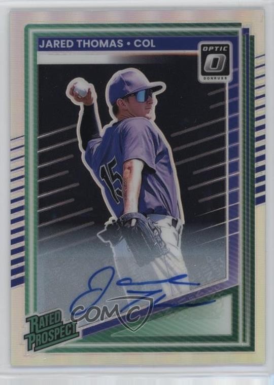 2025 Donruss Optic Rated Prospects Holo Prizm Signatures Jared Thomas Auto n5h