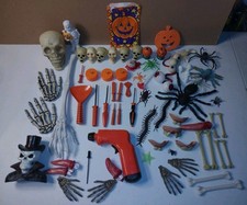 Vintage Halloween Decorations Fun Lot Loose OOB Scary Pumpkin Carving Tools More