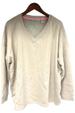 Isaac Mizrahi Live! SOHO Plush Back V-Neck Pullover Heather Cement