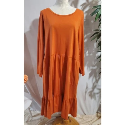 Logo Lori Goldstein Cotton Modal Regular Tiered Maxi Dress 2X Orange Prairie - Image 1 of 4