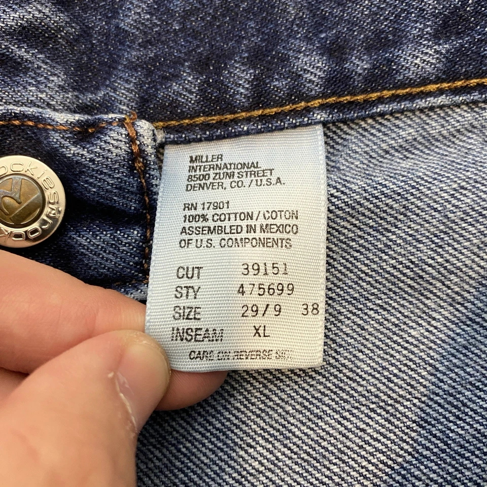 VTG Rocky Mountain Jeans Womens 29/9 Fits 27x36 Blue Denim Western Bareback - Image 4 of 4