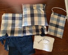 Blue Plaid custom made baby crib bedding set. Fits standard crib.