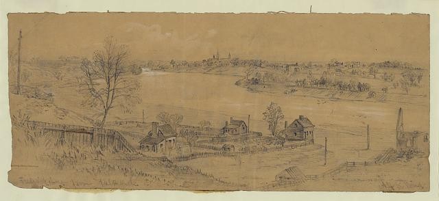 Fredericksburg from Falmouth,Virginia,American Civil War,Alfred Rudolph Waud