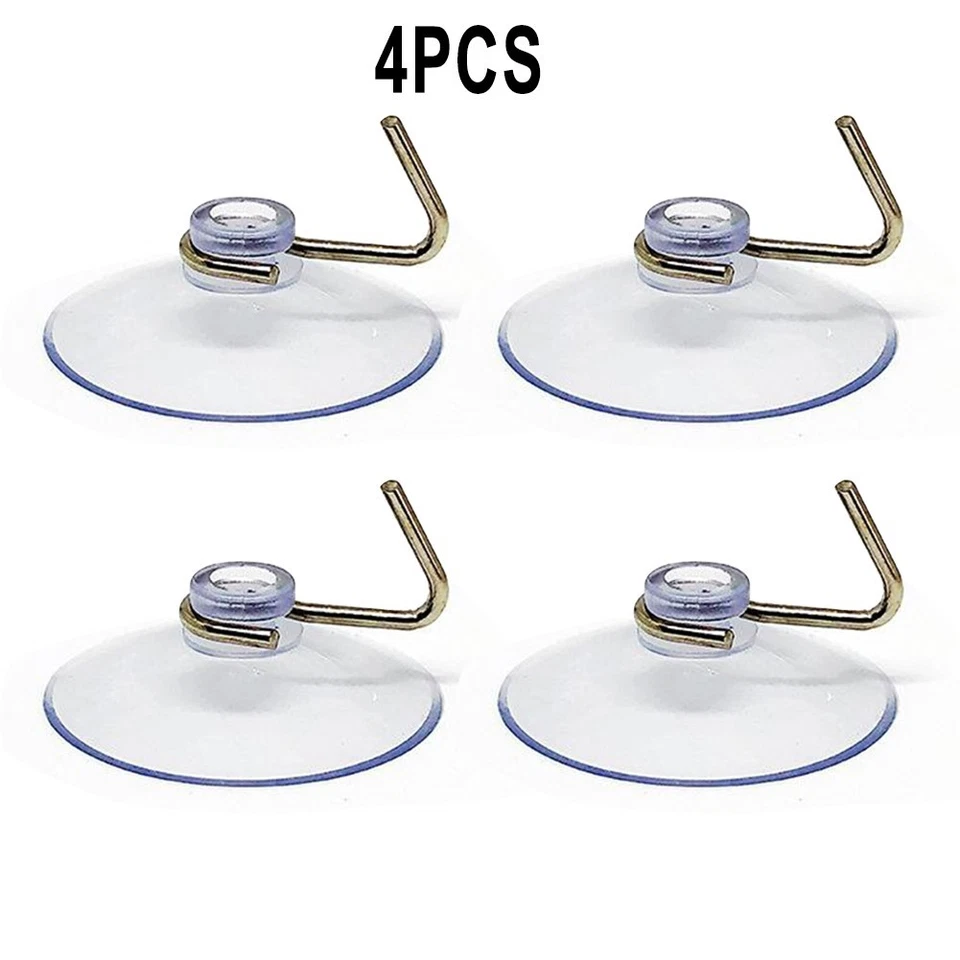 4pcs Ventosa Gancio Rimovibile Metallo Parete Vuoto Appendiabiti PVC Trasparente - Immagine 3 di 4