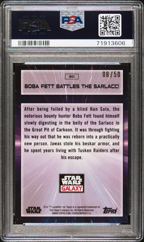 Fett Battles/Sarlacc! 2022 Topps Chrome Star Wars Galaxy #80 Mojo Ref PSA 9,/50 - Picture 2 of 2