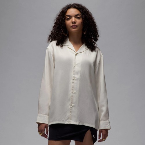 Air Jordan, AIR JORDAN LONG SLEEVE WOVEN TOP IVORY HJ0020-133 Women’s Medium