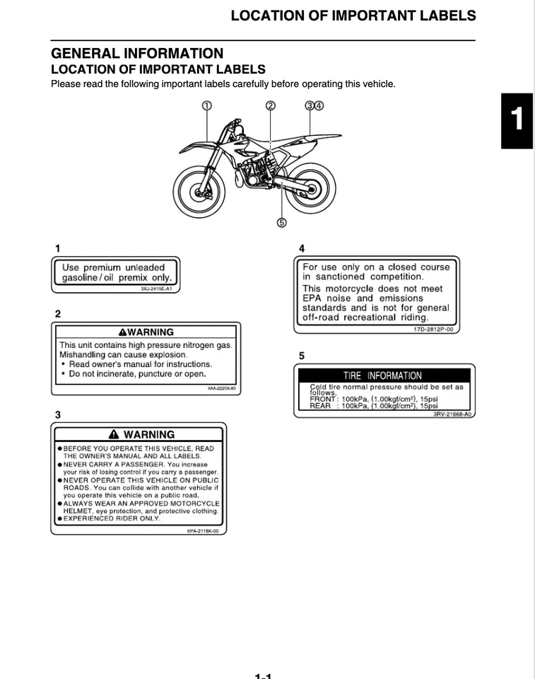 Yamaha YZ250/YZ250X 2019 motocicleta manual de servicio del propietario guía completa Foto 3 de 4