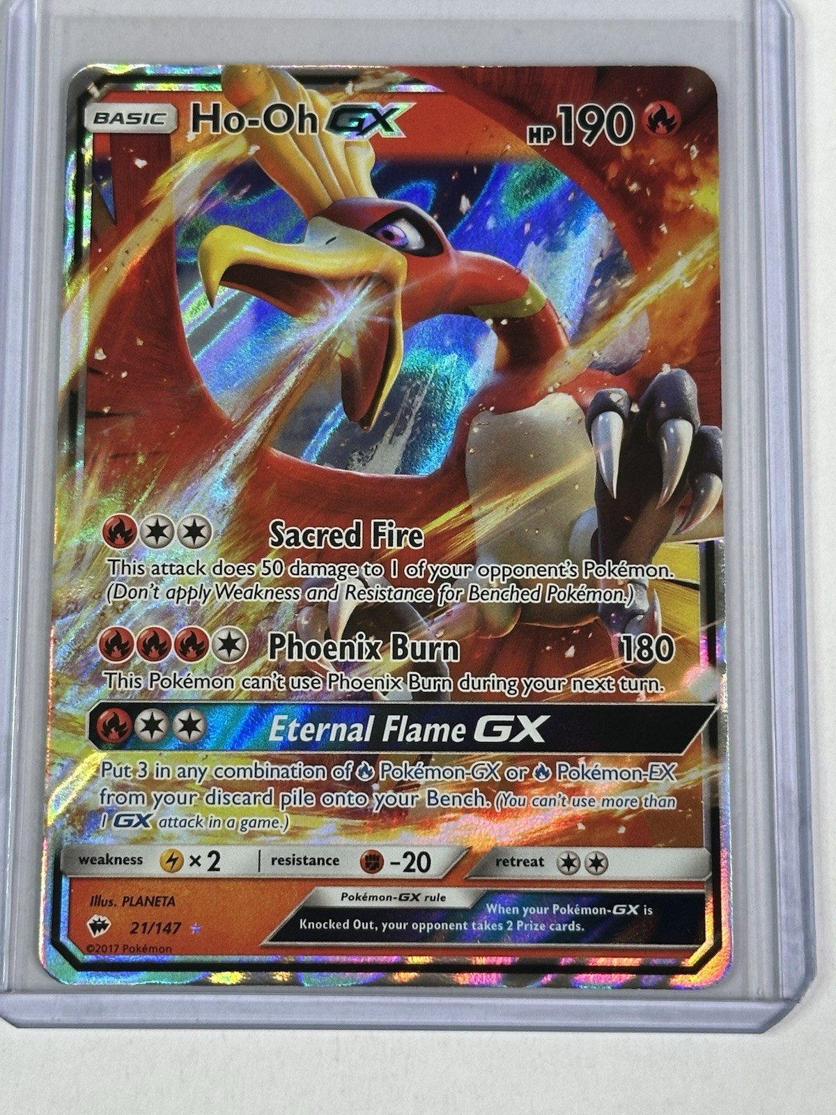 Ho-Oh GX 21/147 Sm-Burning Shadows Holo NM