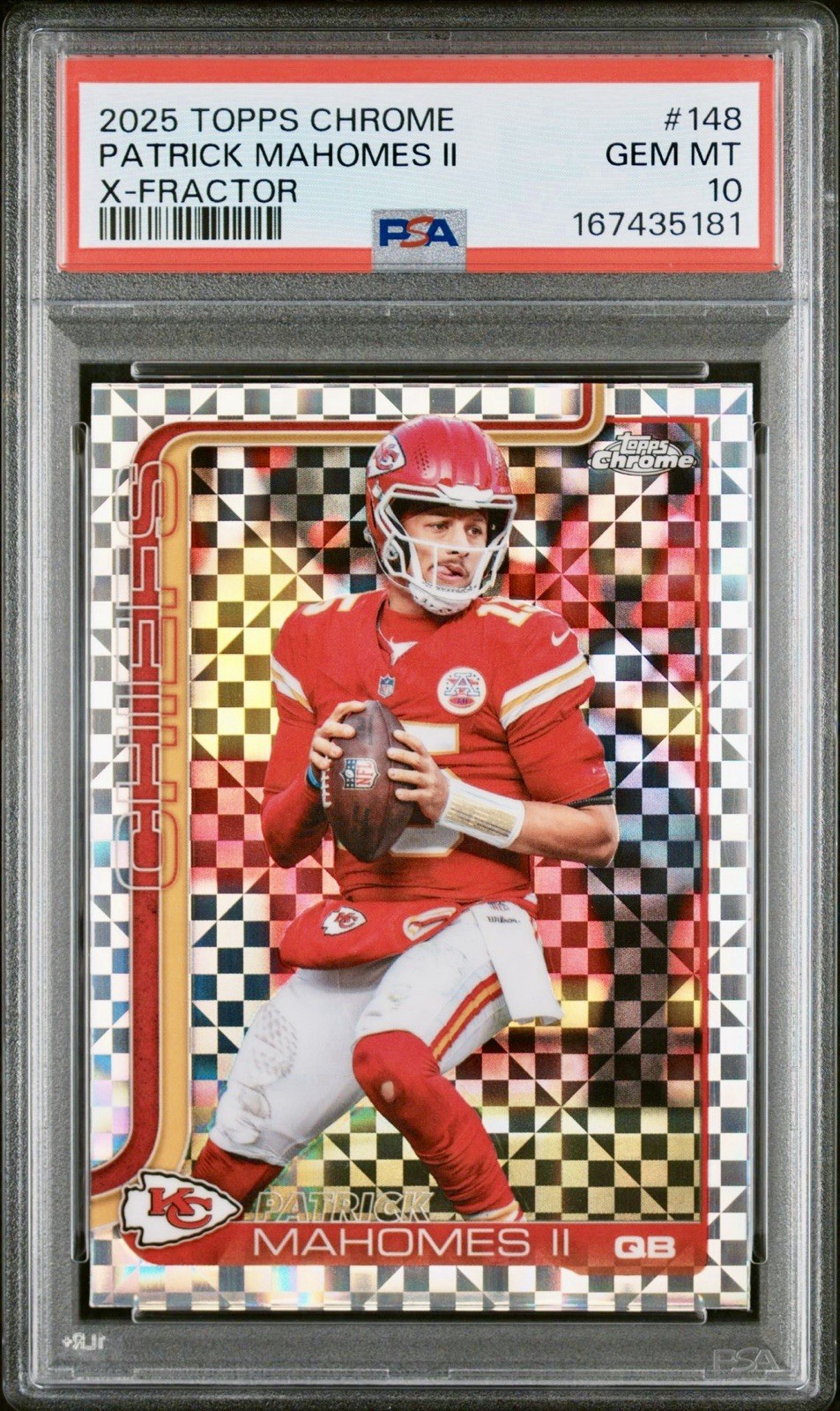 PSA 10 2025 Topps Chrome X-Fractor Patrick Mahomes Chiefs