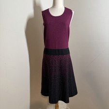 Ann Taylor Women’s Maroon Black -SZ L- Sleeveless Knit Sweater Dress Stretchy