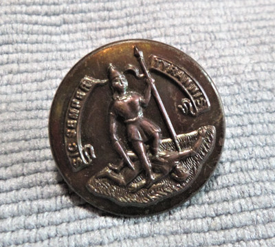 Vintage Antique Metal Picture Button SIC SEMPER TYRANNIS