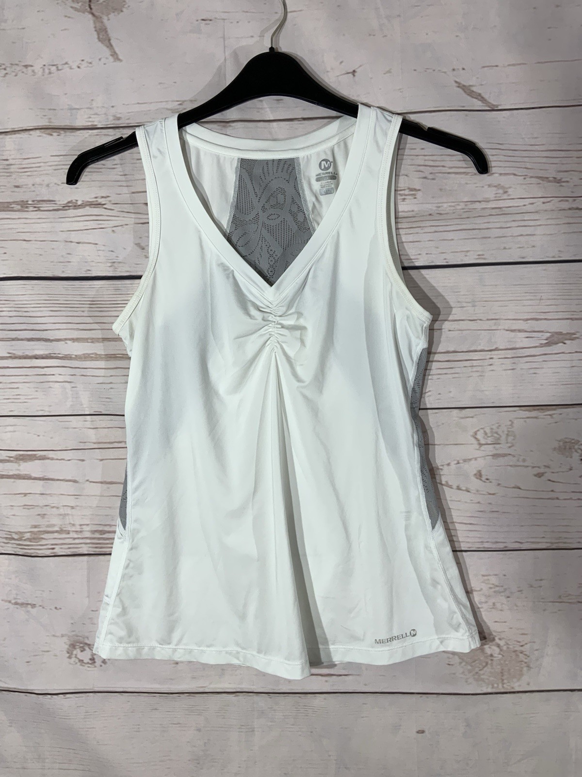 Merrrell, Chaleco Ropa Activa Mujer Top Talla Pequeña Cuello en V Marfil (A6)