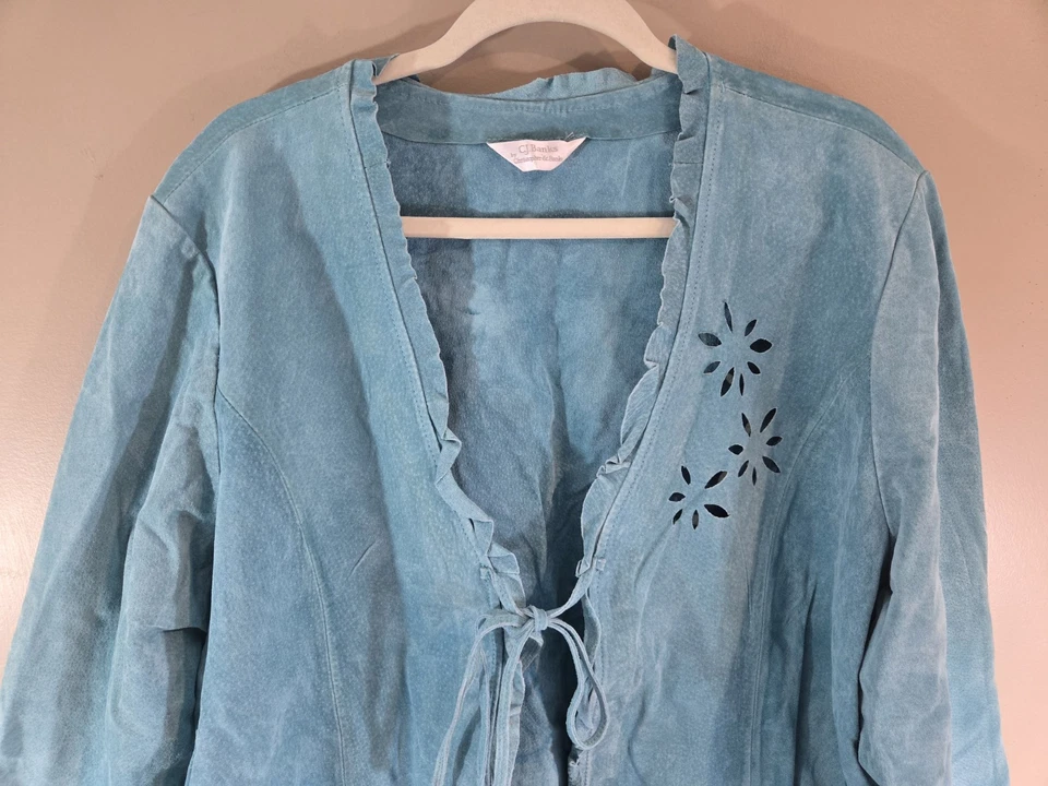 C. J. Банки кожаный бирюзовый галстук спереди блейзер кардиган размер 2 X офис карьера церковь - Изображение 2 из 4