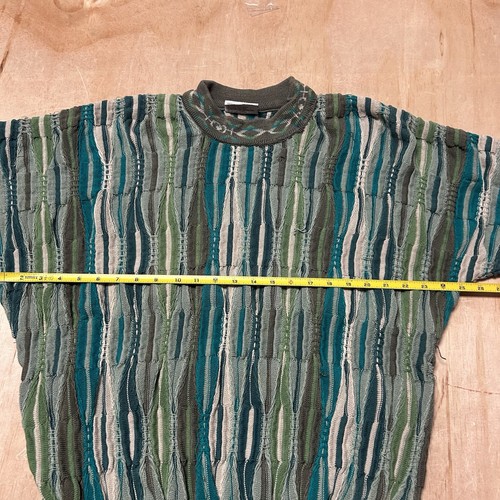 90s Vtg COOGI Australia Blue Green-BIGGIE Cosby sweater EUC FIRE L VAPORWAVE - Picture 12 of 13