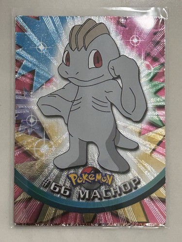 Pokemon Topps Machop #66 TV Animación Negro Logo Holo Lámina TARJETA INFERIOR MAL IMPRESA - Imagen 3 de 6