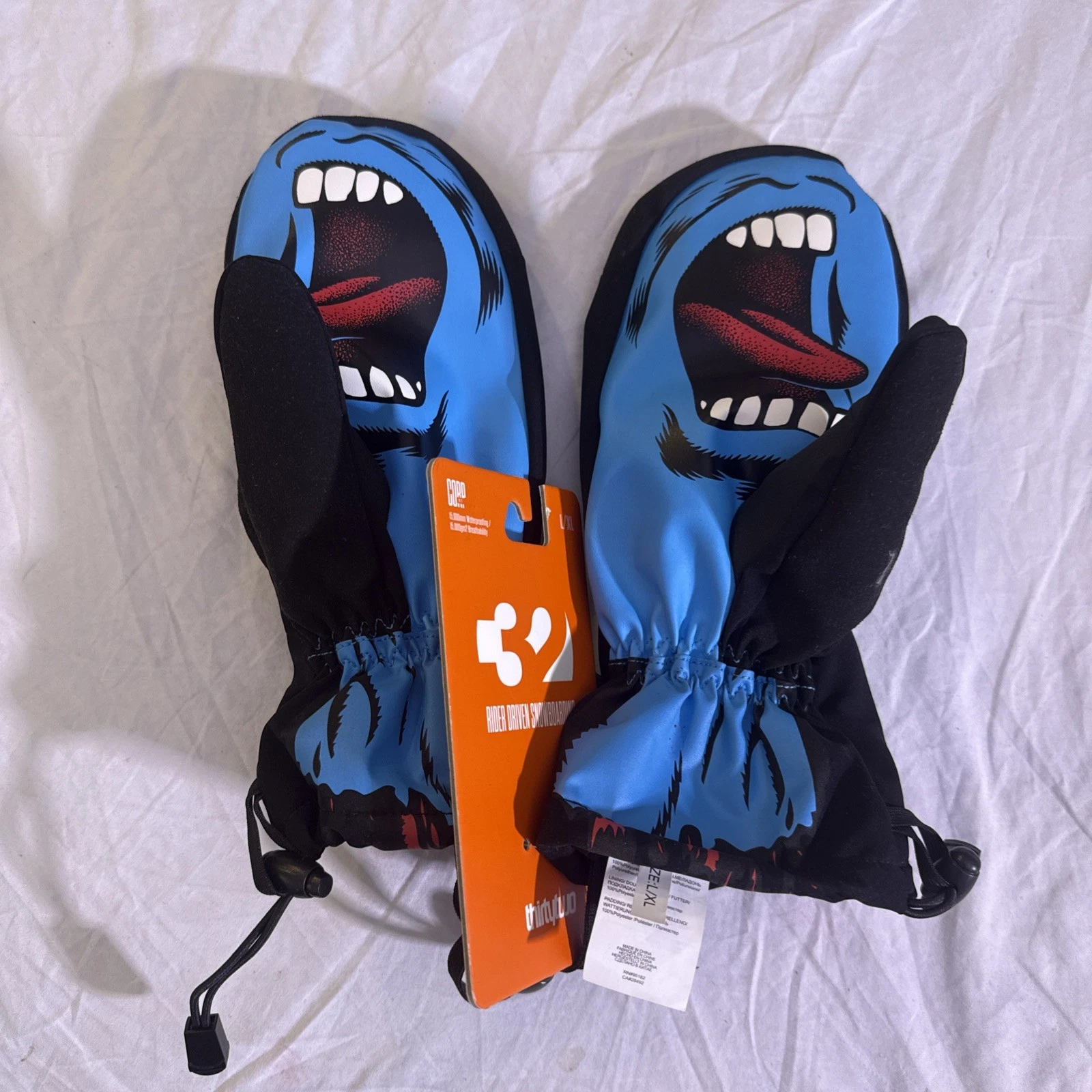 THIRTYTWO SANTA CRUZ Mitten Gloves SNOW SPORTS - Black/Blue - Size L/XL - NWT