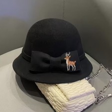 Brosche Anstecknadel Emaille Reh Rehkitz silber braun Vintage Retro