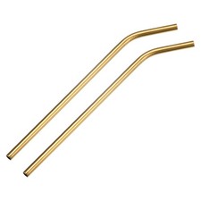 Reusable Metal Straws 2Pcs, Bent Drinking Straw 10.5" x 0.3" Long - Gold