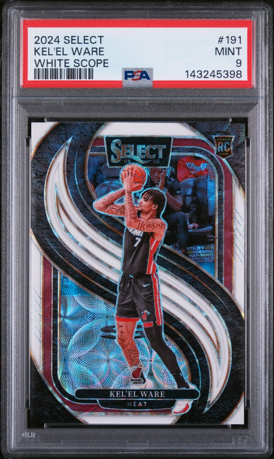 KEL'EL WARE ROOKIE 2024-25 Panini Select #191 Heat WHITE SCOPE PRIZM /35 PSA 9