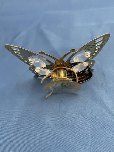 Mascotte vintage farfalla prendisole cristallo australiano placcato oro 24k - Foto 5 di 8