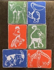 Vintage Cocktail Napkins MCM Animals with Bottles of Liquor Set of 6