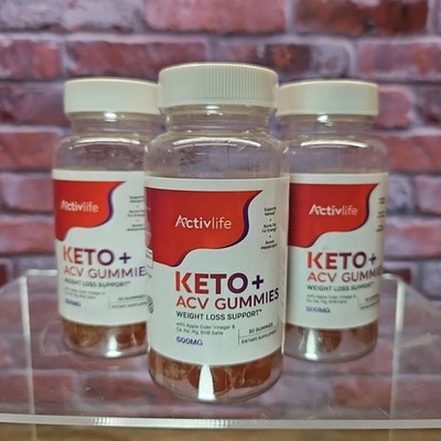 3-Pack ActivLife Keto ACV gummies, Active Life Gummies Weight Loss - 190 Gummies