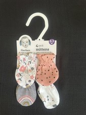 Gerber 4 Pack Baby Girl Mittens 0-3 Months New With Tags