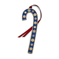 Wallace 2024 Gold-Plated Enamel Candy Cane Ornament 44th Edition - Blue with ...