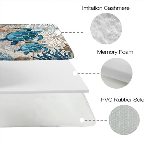 Sea Turtles Nautical Ocean Beach Bathroom Sets with Starfish Coral Sea Turtle-B - Picture 5 of 7